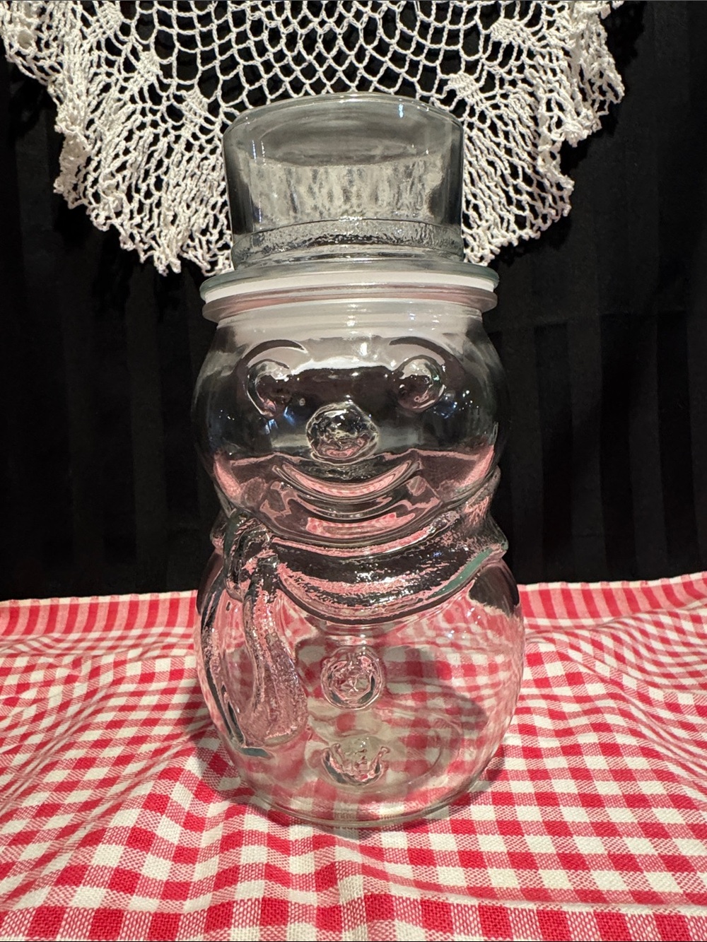 Clear Glass Snowman Jar - Festive Holiday Jar